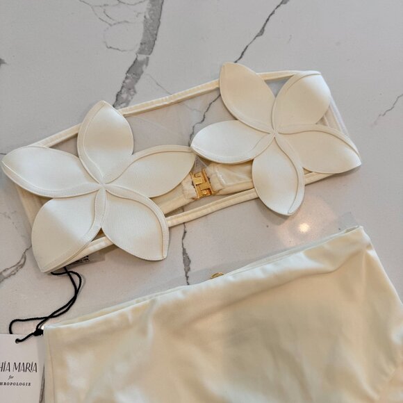 🌺 BAHIA MARIA x Anthropologie Plumeria Bikini Top Bottoms Swim Set Ivory White - Picture 6 of 16